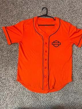Harley-Davidson Baseball Jersey Size S Orange Black
